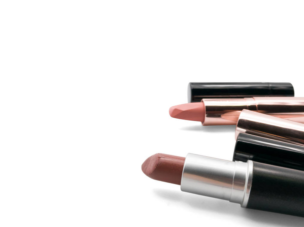 Nude lipstick, selective focus, isolated on white - Photo, Image