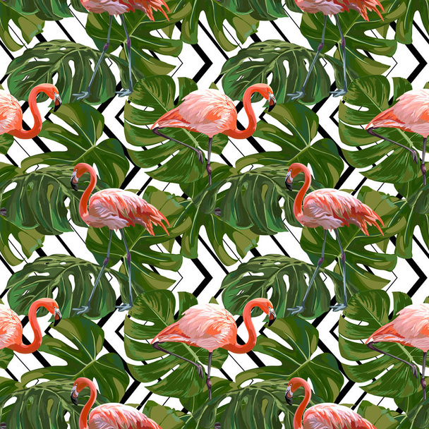 Sorunsuz vektör Flamingo desen - Vektör, Görsel