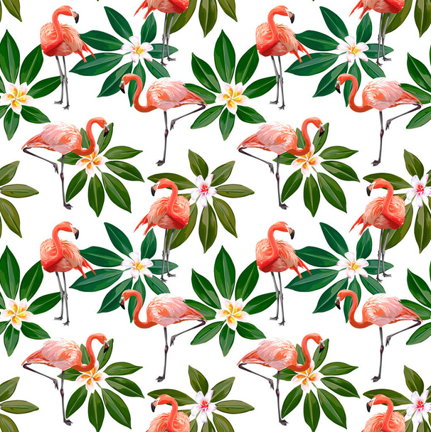 Seamless Vector Flamingo Pattern - Wektor, obraz