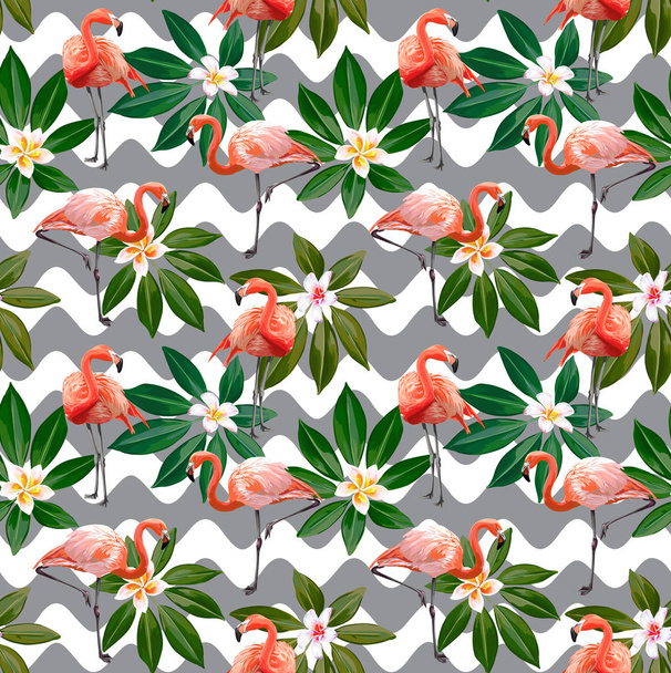 Seamless Vector Flamingo Pattern - Vector, Image