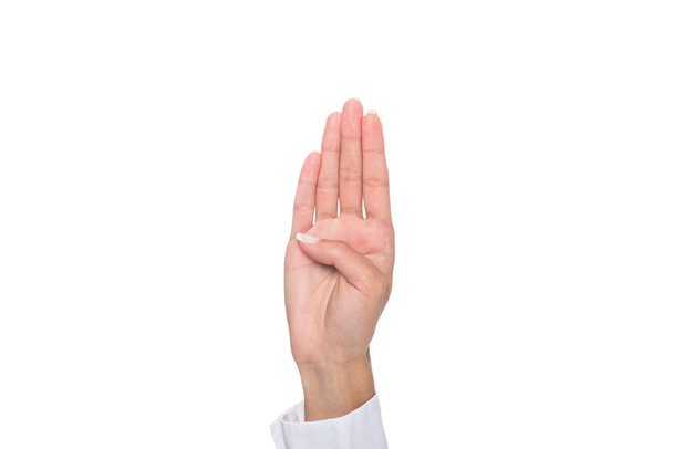 person gesturing signed language - Foto, Bild