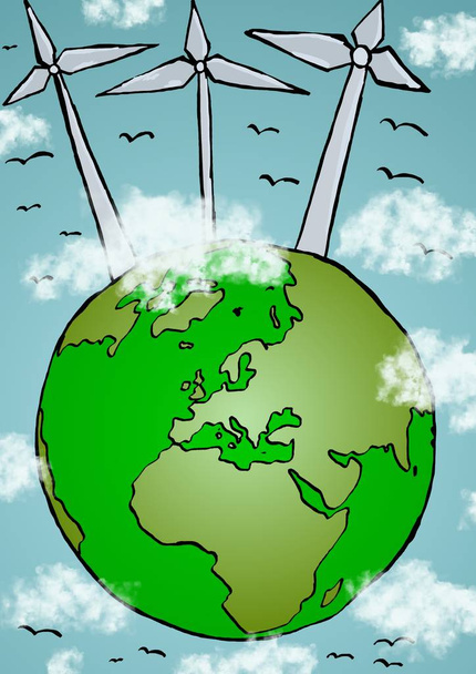 Yeşil dünya temiz enerji tarafından görüntü - Fotoğraf, Görsel