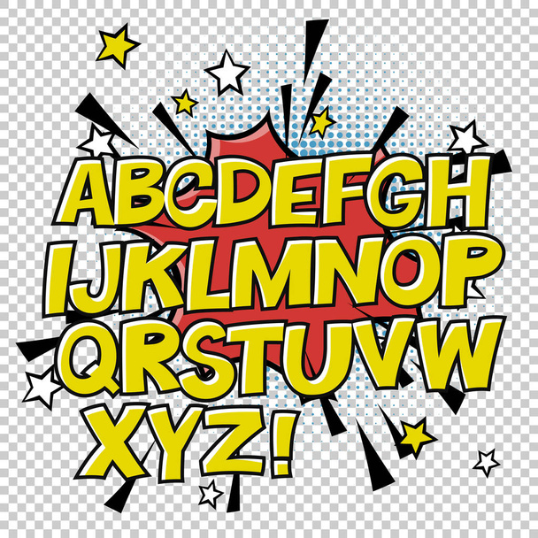 Comic alphabet and speech bubble element.  - Vector, afbeelding