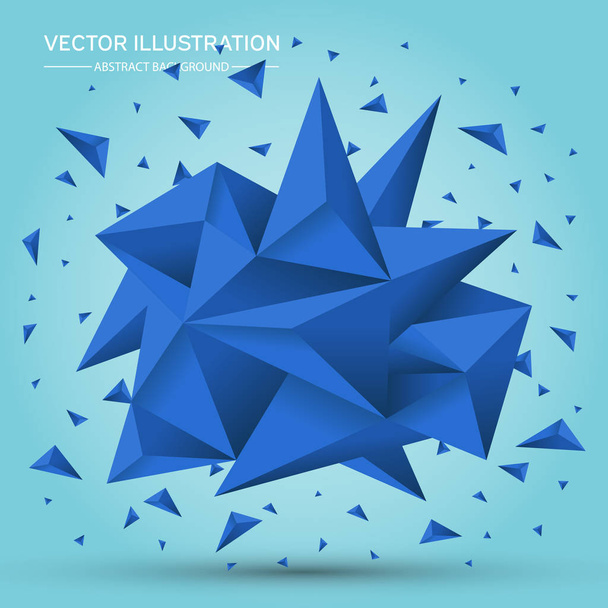 Volume geometric shape. Abstract Polygonal Geometric Shape. 3d blue crystals. Low polygons object. Lowpoly Minimal Style Art. Vector Illustration. - Vector, Image