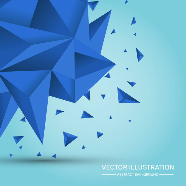 Volume geometric shape. Abstract Polygonal Geometric Shape. 3d blue crystals. Low polygons object. Lowpoly Minimal Style Art. Vector Illustration. - Vector, Imagen