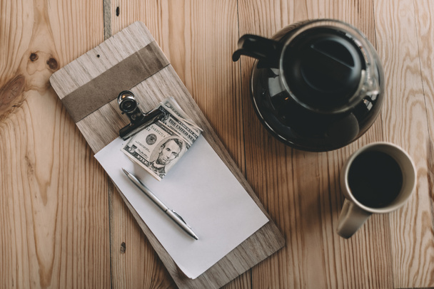 cash payment and coffee in cafe - Photo, Image