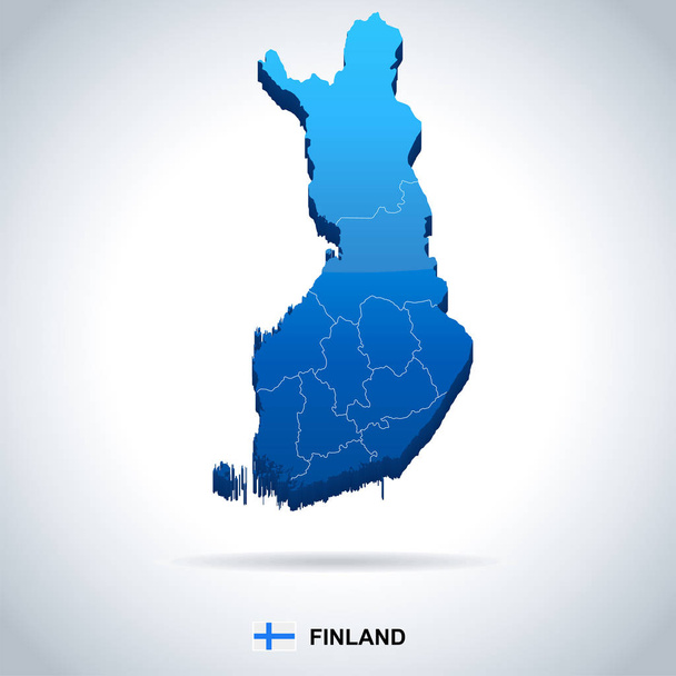 Finland - map and flag illustration - Vector, Image