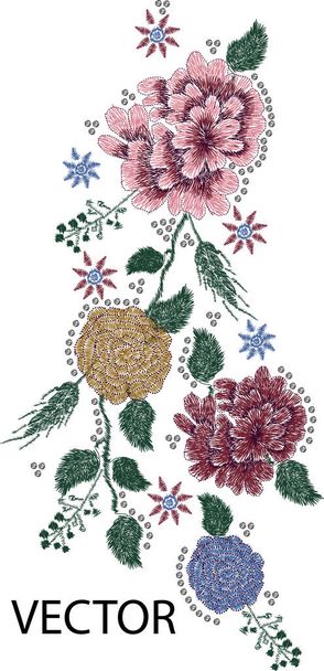Embroidery design flowers - Vector, Image