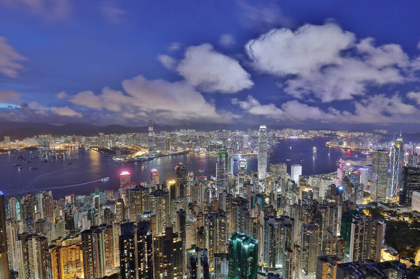hk Stadtsilhouette vom Viktoria-Gipfel. - Foto, Bild