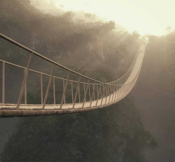 A rope bridge over a trees - Photo, image