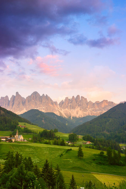 Santa Maddalena village in front of the Odle Dolomites Group - Photo, Image