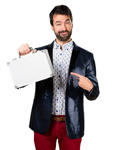 Man with jacket holding a briefcase - Fotografie, Obrázek