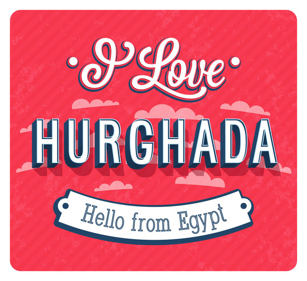 Tarjeta de felicitación vintage de Hurghada - Egipto
. - Vector, imagen