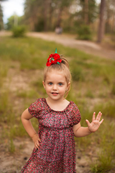 Portrait of a cute child in the nature - Фото, изображение
