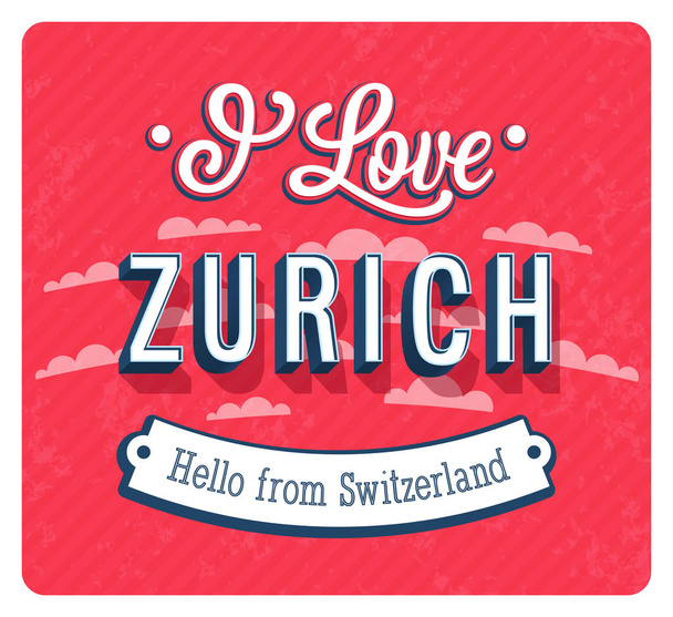 Vintage pohlednice z Curychu - Švýcarsko. - Vektor, obrázek