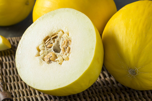Raw Organic Yellow Honedew Melon - 写真・画像