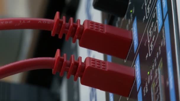 Red cables,input and output on audio equipment - Footage, Video