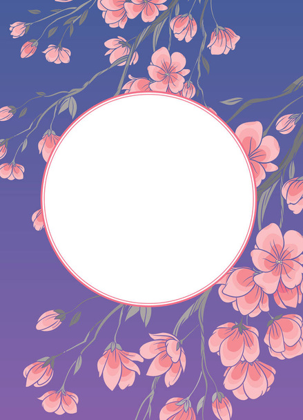 Frame with cherry sakura flowers vector template - Διάνυσμα, εικόνα