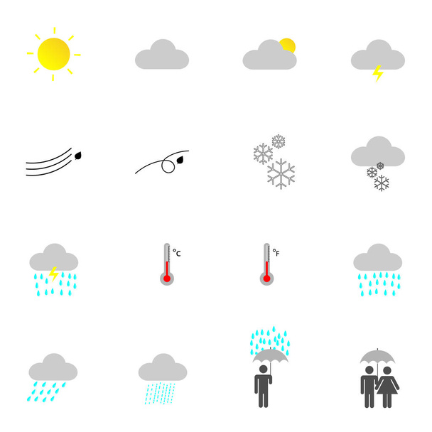 zestaw do projektowania wektorowa ikon płaskie – Pogoda - Wektor, obraz
