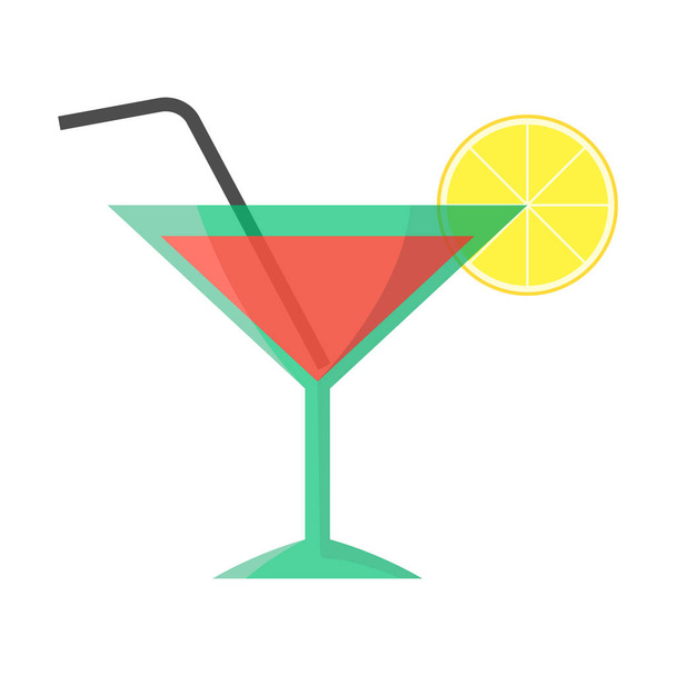 Cocktail in a Martini Glass with a Lemon Slice Isolated - Photo, Image