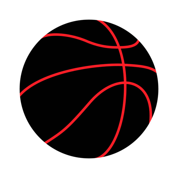 Ikone des schwarzen und roten Basketballs isoliert - Foto, Bild