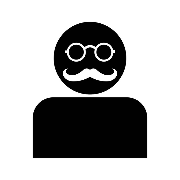 Чоловік з вусами і окуляри силует - Аватар ізольовані - Фото, зображення