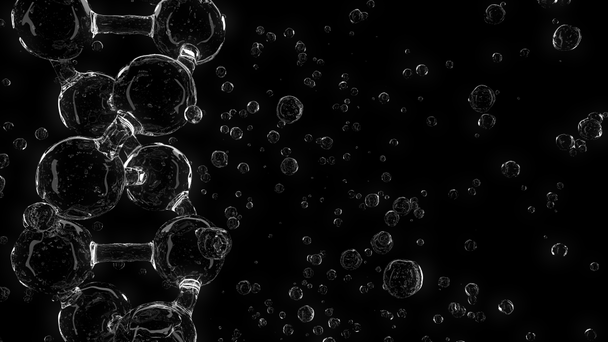 黒い背景に対して透明な Dna の分子モデル。生化学、医学や遺伝関連単発の 4 k アニメーション概念 - 映像、動画