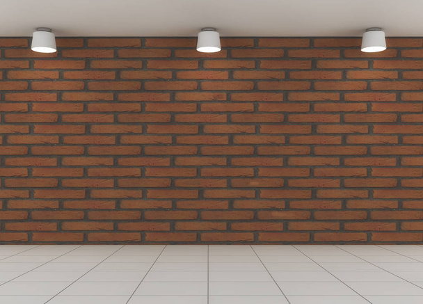 3d render. Floor, wall and lights - Photo, Image