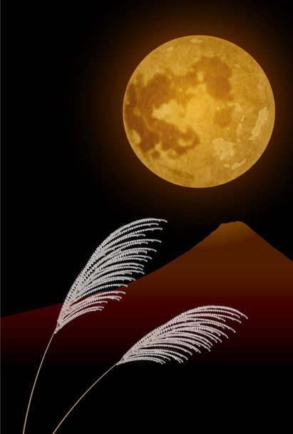 Mt. Fuji full moon background - Vector, Image