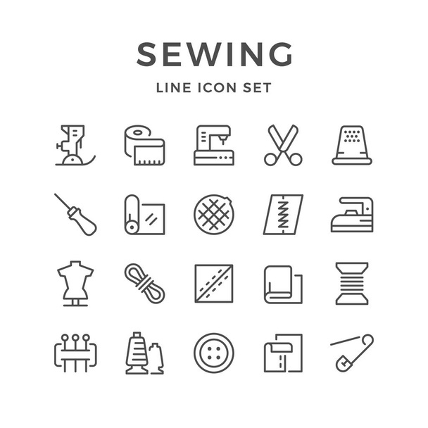 Set line icons of sewing - Vector, Image