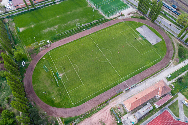 Pohled na fotbalové hřiště  - Fotografie, Obrázek