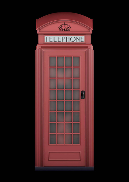 British Phone Booth K2 from 1924 - 3D Rendering - isolated - original red - Zdjęcie, obraz