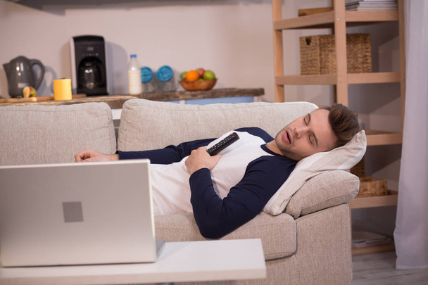 Freelancer taking nap during working process. - Foto, immagini