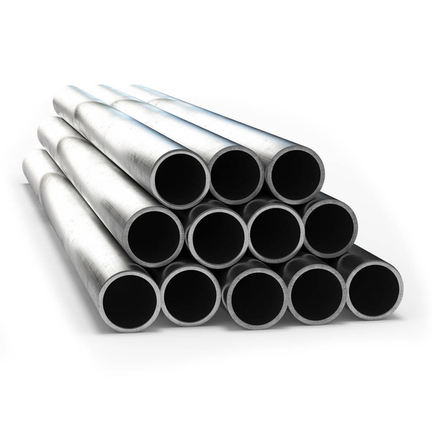 Stainless steel tube 3d rendering isolated. - Photo, Image
