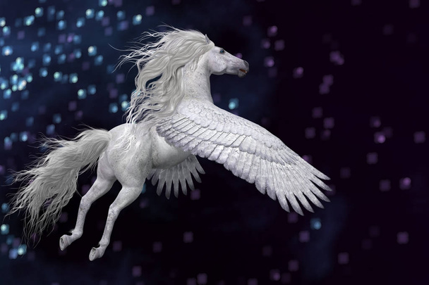 Pegasus branco no céu
 - Foto, Imagem