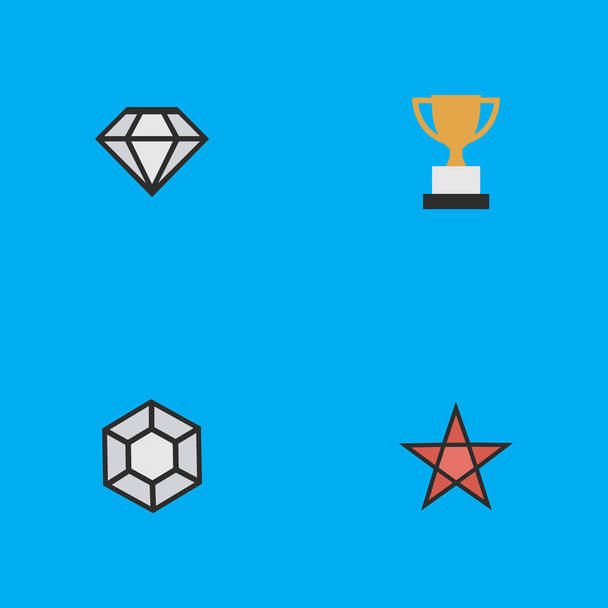 Vector Illustration Set of Simple Champion Icons (en inglés). Elementos Primero, Diamante, Copa y Otros Sinónimos Precioso, Estrella y Primero
. - Vector, Imagen