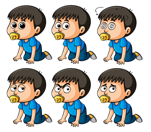 Мальчик с разными эмоциями
 - Вектор,изображение