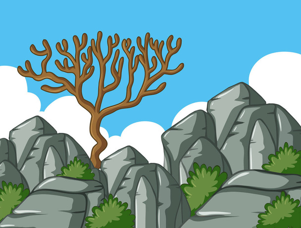 Ağaç ve taş ile bir manzara - Vektör, Görsel
