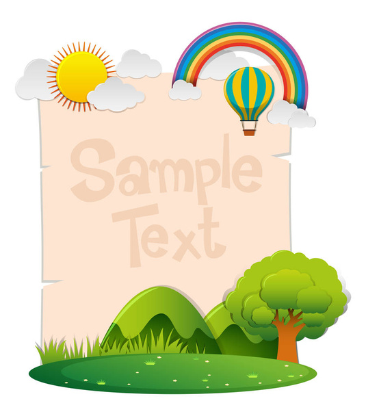 Paper template with park scene in background - Vector, Image