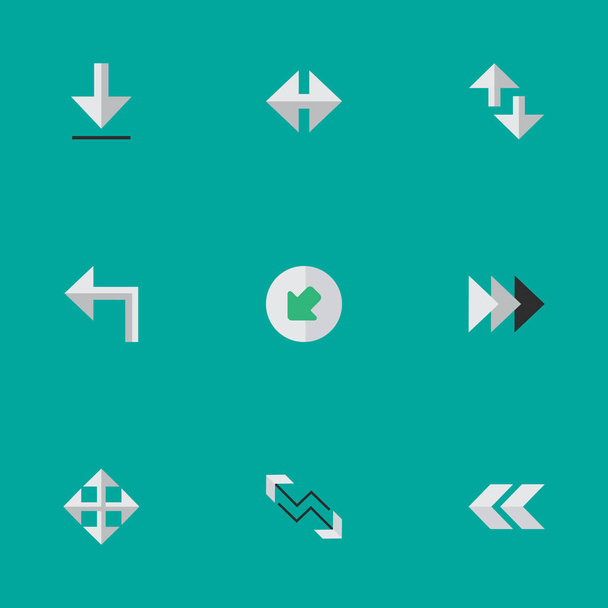 Vector Illustration Set Of Simple Pointer Icons. Elements Indicator, Arrow, Cursor And Other Synonyms Widen, Loading And Northwestward. - Vector, Image