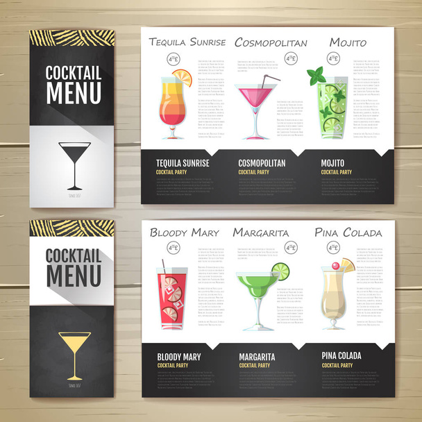 Flat Cocktail menu concept design. Corporate identity. Document temlate - ベクター画像