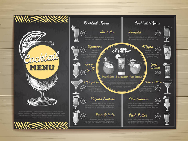 Vintage chalk drawing cocktail menu design. Corporate identity - Vektor, obrázek