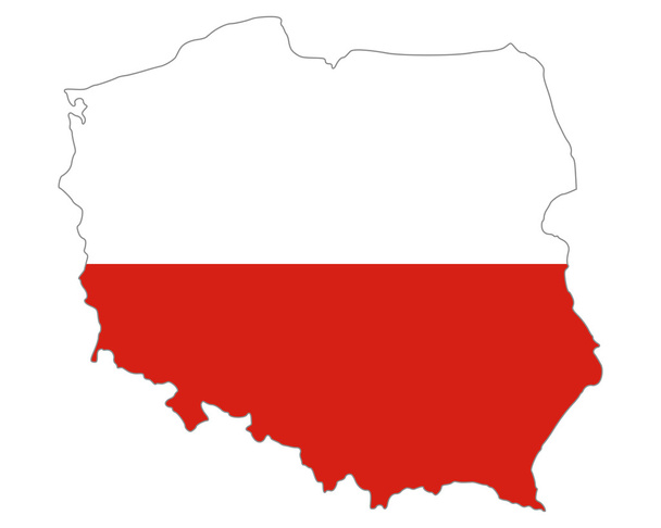Puolan kartta ja lippu - Vektori, kuva