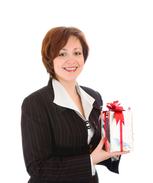 Young smiling woman with gift - Foto, Bild