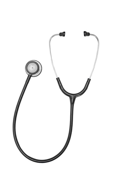 Black stethoscope isolated on a white background - Photo, Image