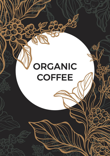 Coffee branch with leaves and coffee beans. Template. Vector - Vector, Image