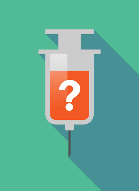 Long shadow  syringe with a question sign - Vector, Image