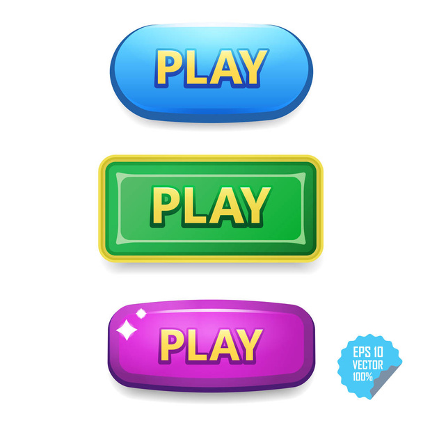 Colorful buttons with Play tittle. Bright vector buttons for web and mobile. - Wektor, obraz