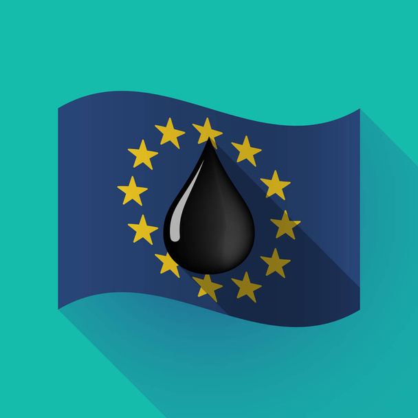 Lange Schatten-EU-Flagge mit einem Öl-Tropfen-Symbol - Vektor, Bild