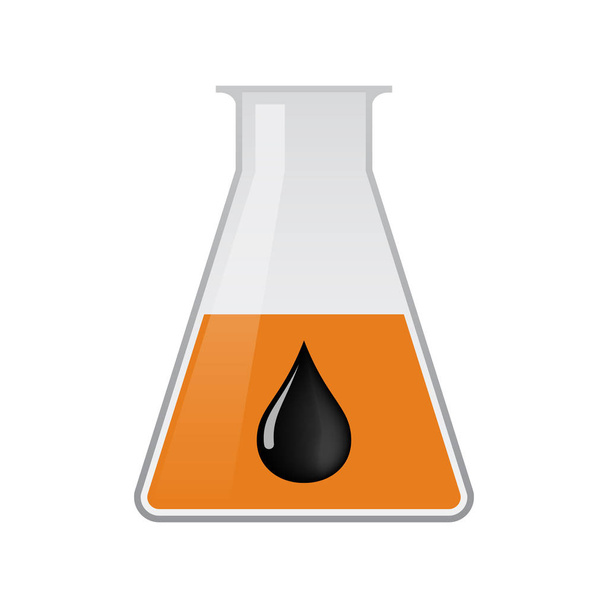 Frasco químico aislado con un icono de gota de aceite
 - Vector, imagen